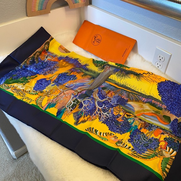 🎀 Hermès Nuba Mountain Scarf w/ Box -Unused - Picture 7 of 8